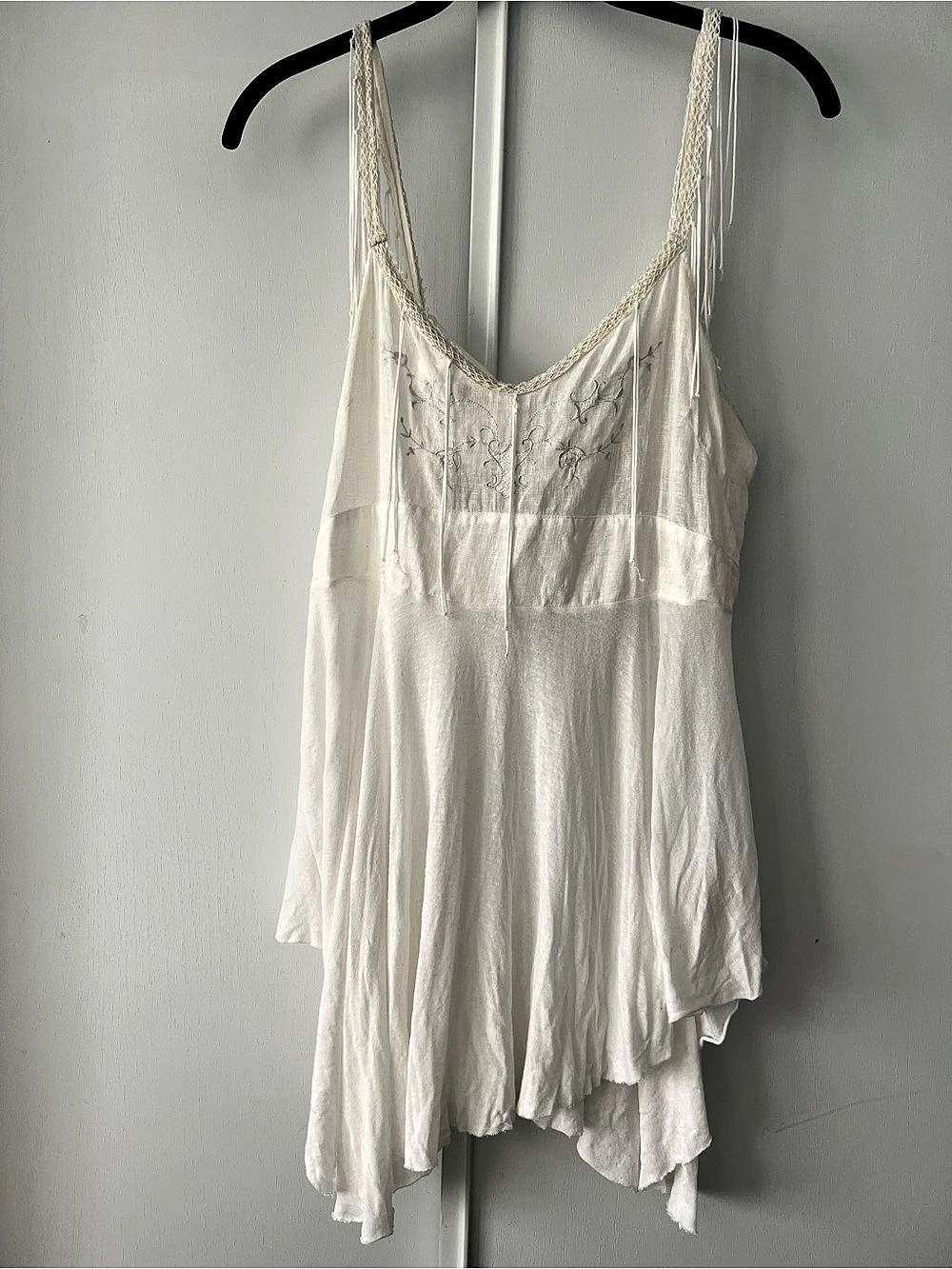 Free People Embroidered Asymmetrical Top in White Size Small